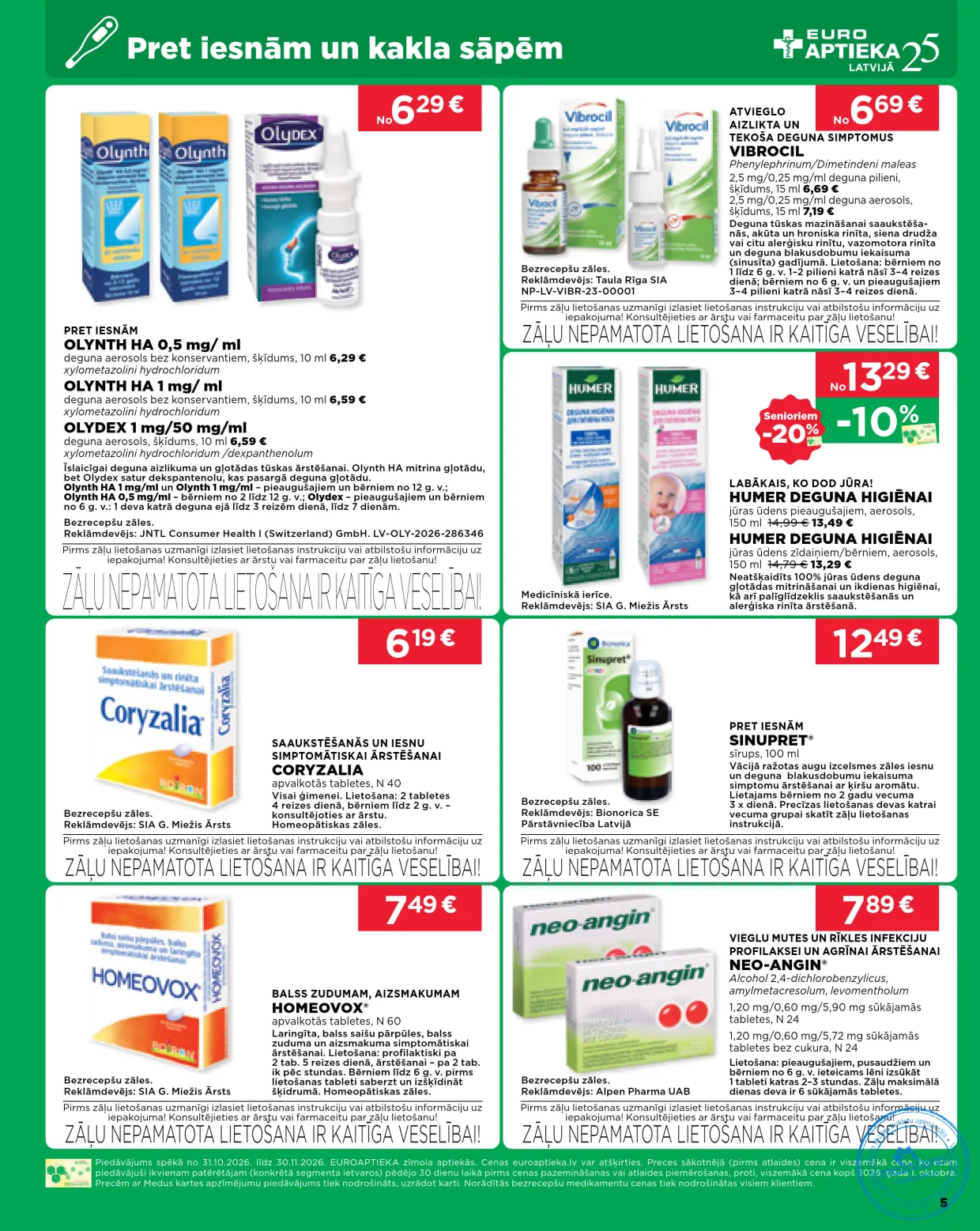 Euroaptieka акционный буклет 31.10.–30.11.2026, 5. lapa