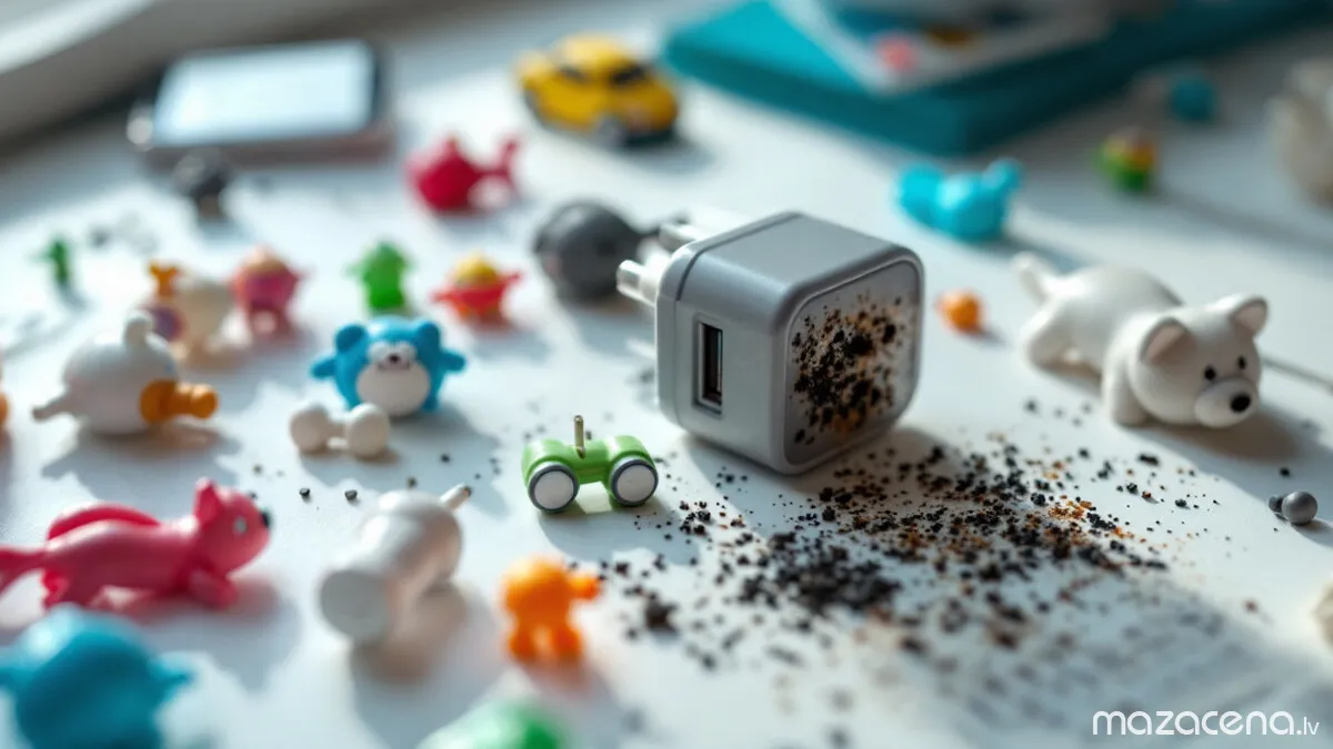 Lēta rotaļlieta un pārdedzis lādētājs: bērnu precēm un elektroprecēm īpaši svarīgs ir drošums