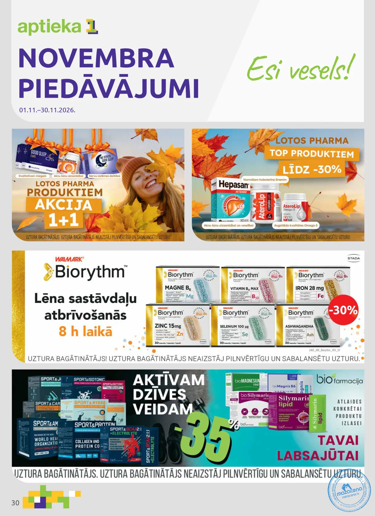 Aptieka1 акционная газета 01.11.–30.11.2026, 30. lapa