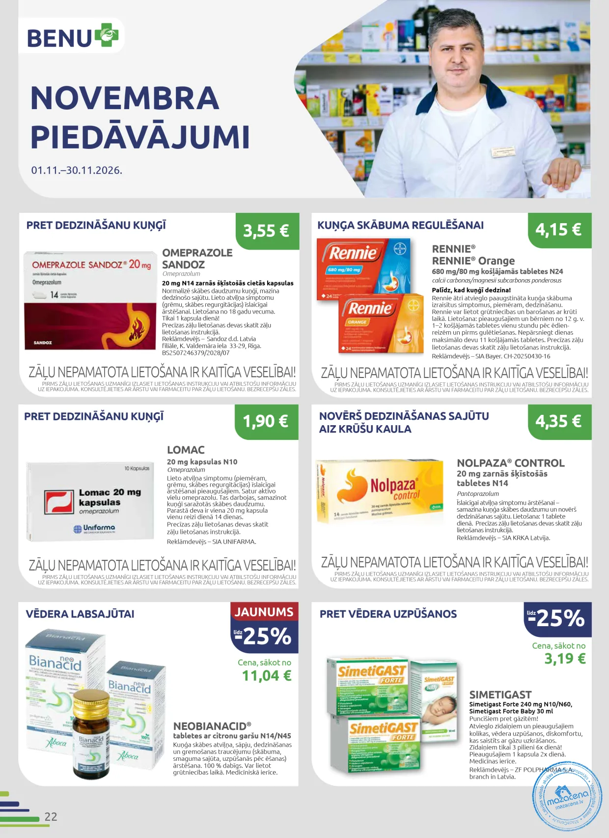 BENU Aptieka акционный буклет 01.11.–30.11.2026, 22. lapa