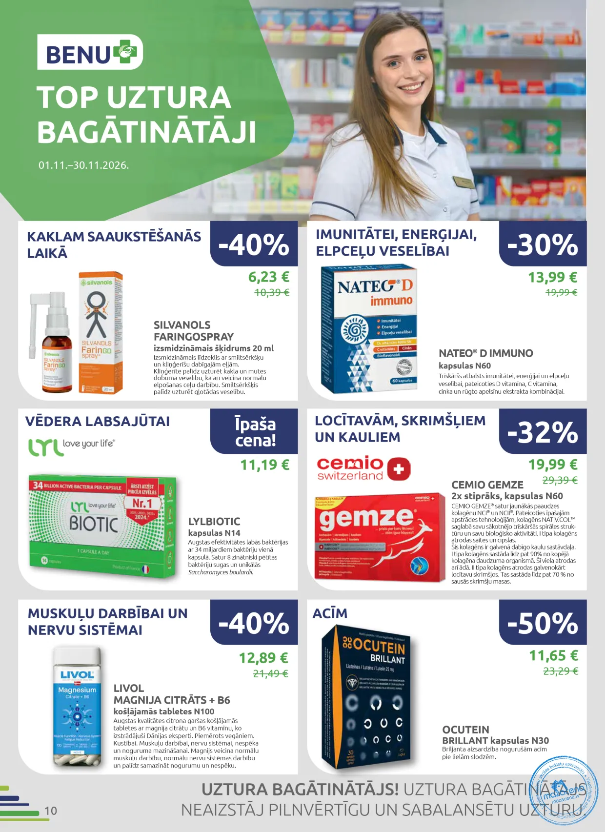 BENU Aptieka акционный буклет 01.11.–30.11.2026, 10. lapa