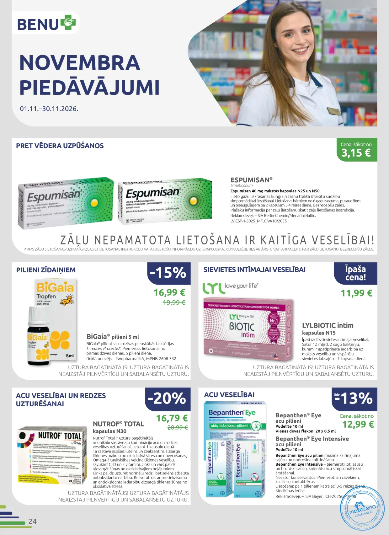 BENU Aptieka акционный буклет 01.11.–30.11.2026, 24. lapa
