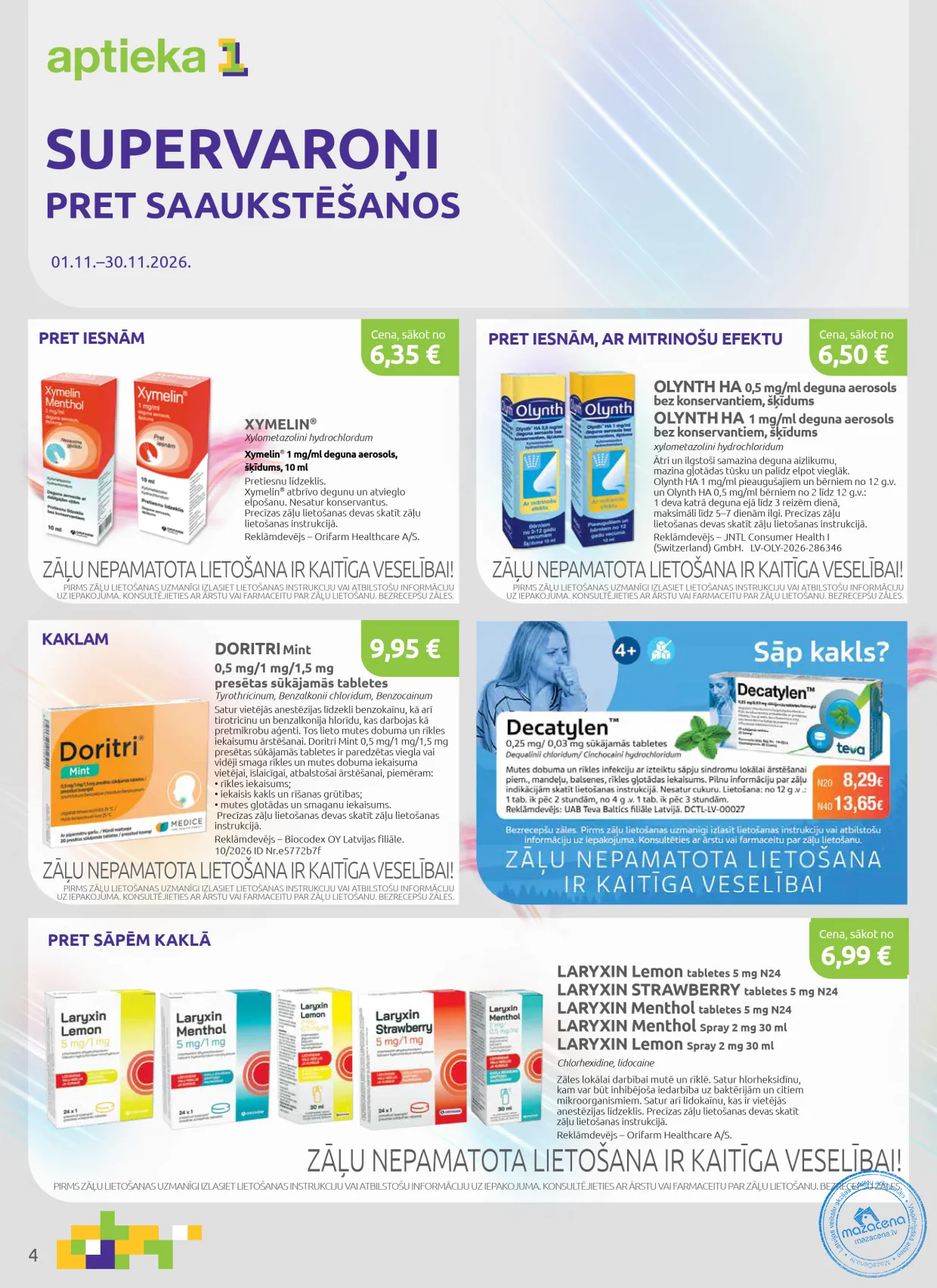 Aptieka1 акционная газета 01.11.–30.11.2026, 4. lapa
