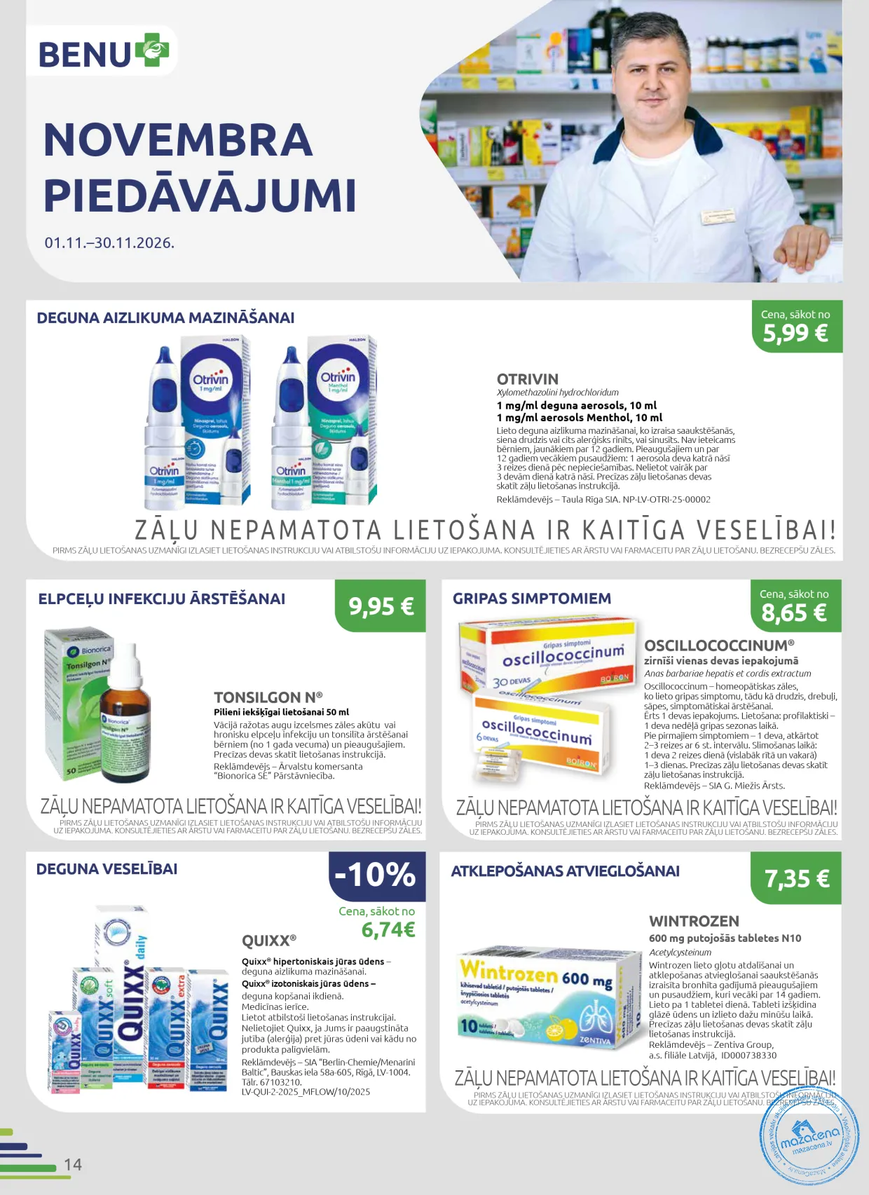 BENU Aptieka акционный буклет 01.11.–30.11.2026, 14. lapa