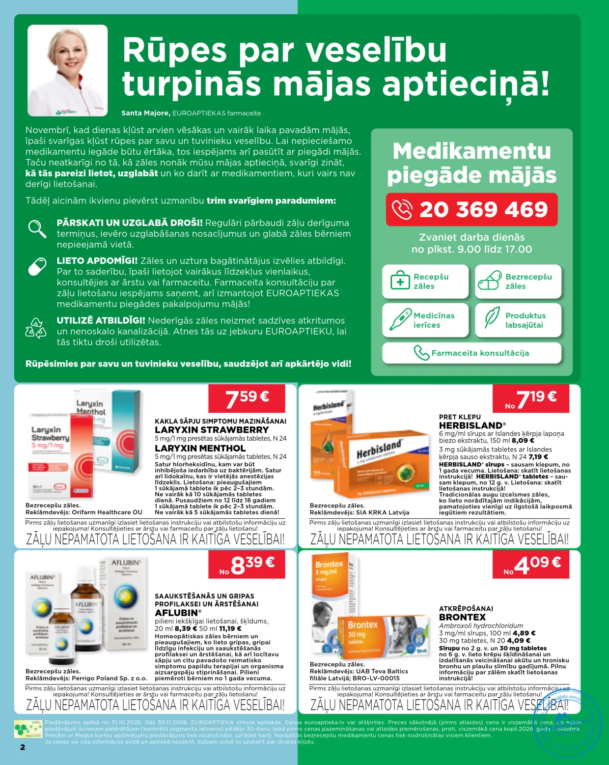Euroaptieka акционный буклет 31.10.–30.11.2026, 2. lapa