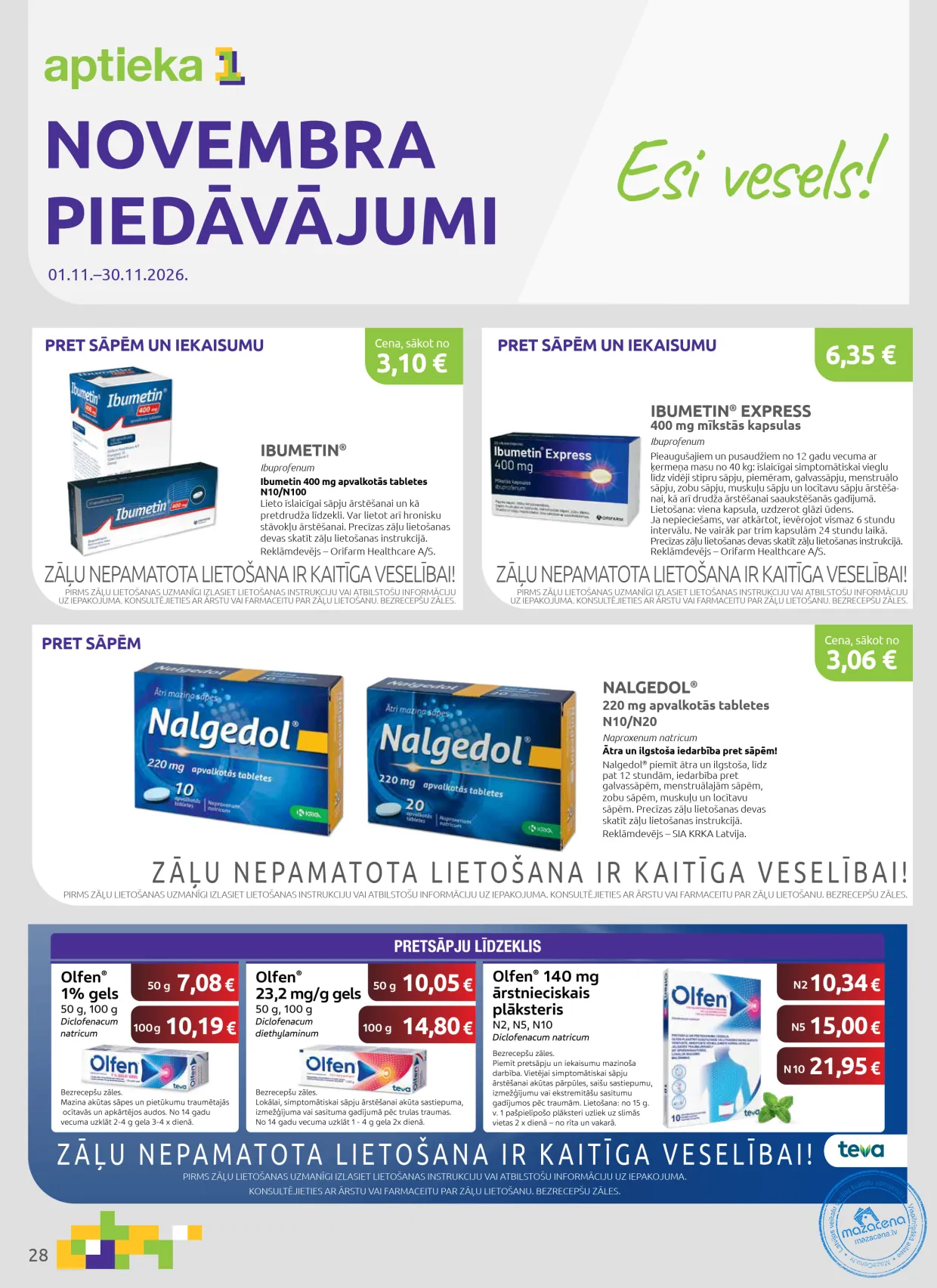 Aptieka1 акционная газета 01.11.–30.11.2026, 28. lapa